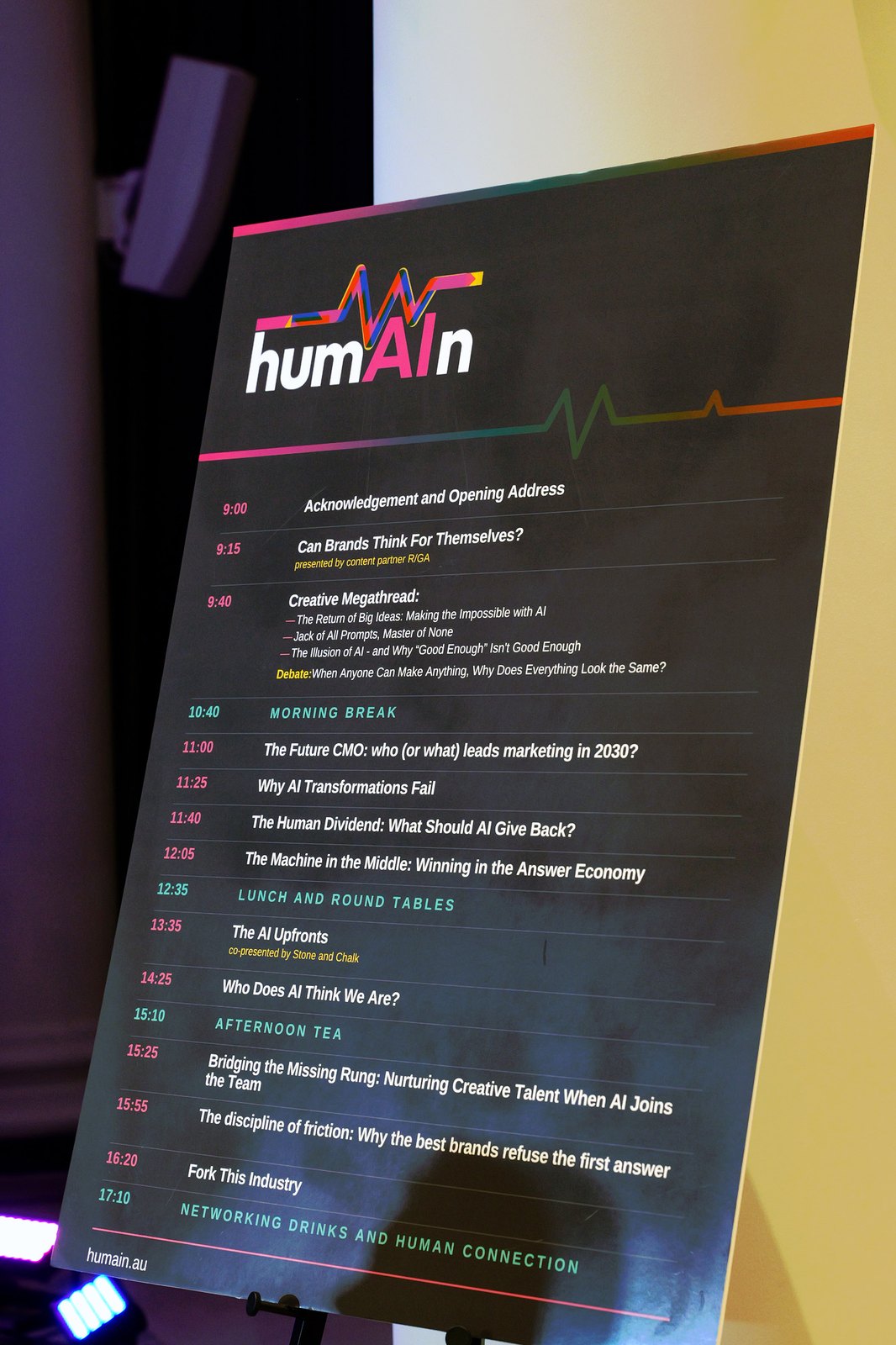 The humAIn programme board showing the day's schedule